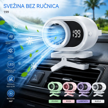 Ventilator bez upotrebe ruku s LED zaslonom, integriranom kopčom i 199 podesivih razina