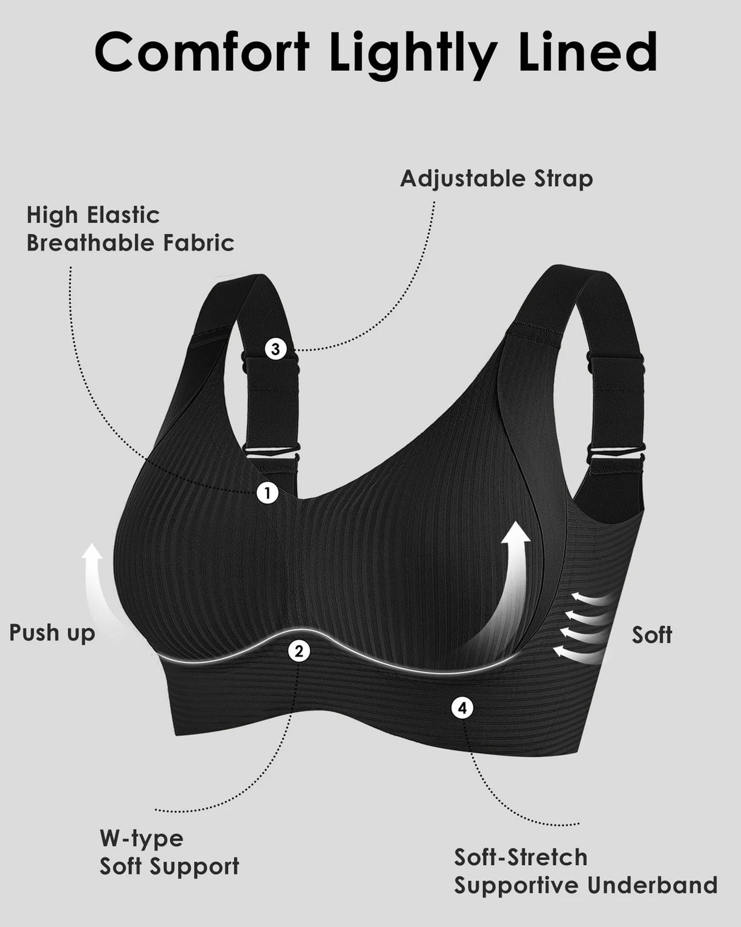 😍【Paquete de 4】Sujetador inalámbrico de una pieza para mujer❤️【40-95 kg】