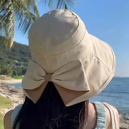 👒✨ Ženski šešir za sunce s mašnom i širokim obodom - sklopivi, 360° zaštita 🎀