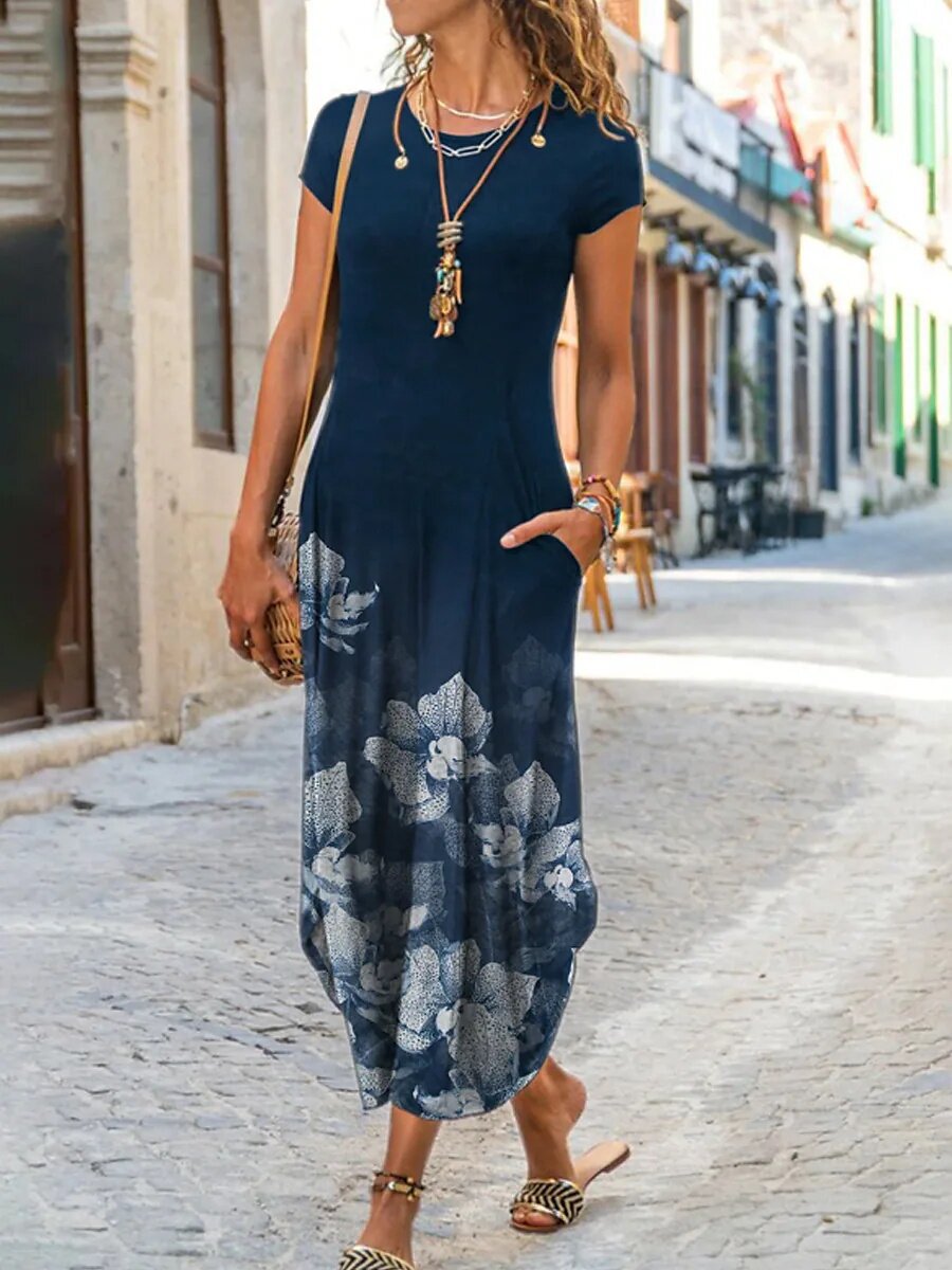 Vestido holgado con bolsillos y estampado de alta calidad para mujer, nuevo, 2024 - 3733536 