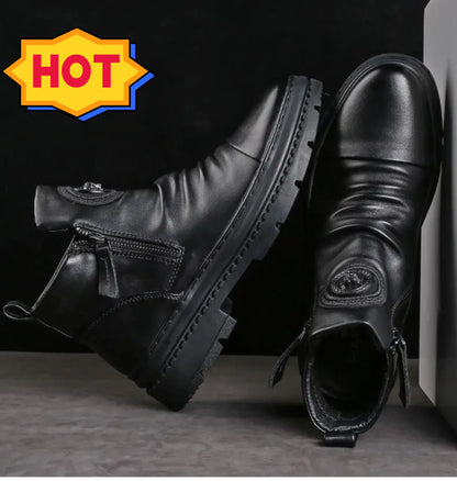 🔥🔥Nuevo lanzamiento 40%⏳【39-44】Botas nuevas de cuero para hombre, cuero de alta calidad, hechas a mano.