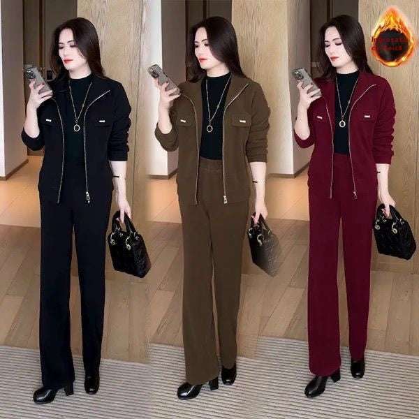 💖🔴🔥Kupite 1, dobite 1 gratis🔥💥【M-4XL】Ženske debele žametne obleke (jakna + hlače)