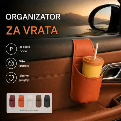 2 artikla za 25 €🚗 Dodatni prostor i red u automobilu! Kožni držač za vrata automobila / držač za čaše i telefon (Jednostavna montaža na prozor / 1+1 GRATIS ponuda)!