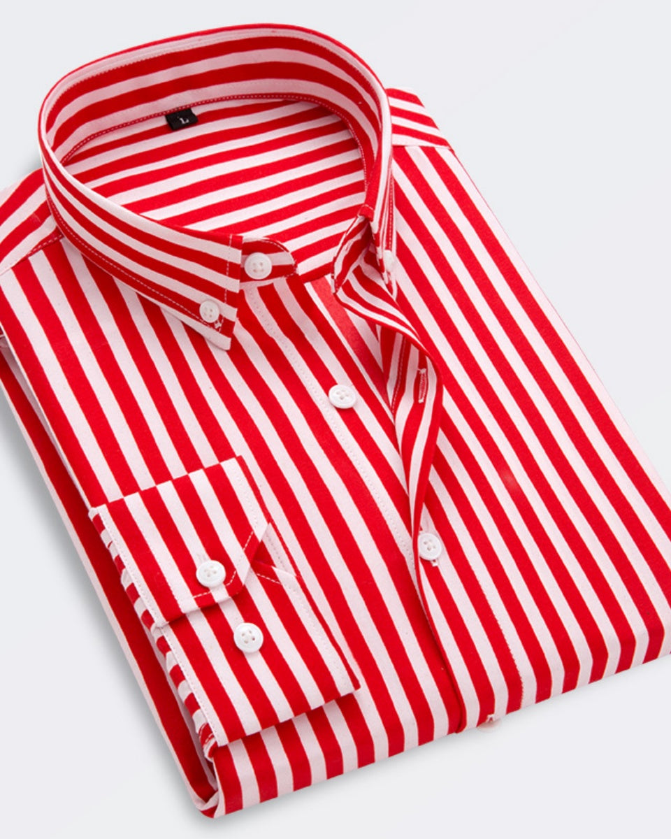 🔥👕【M-5XL】Camisa de negocios de rayas para hombre de manga larga 2025