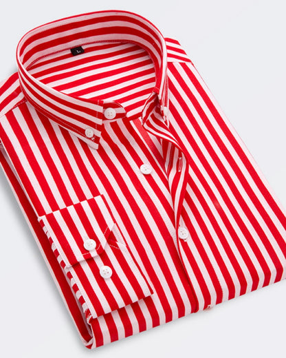 🔥👕【M-5XL】Camisa de negocios de rayas para hombre de manga larga 2025