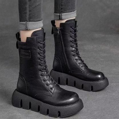 Limitovaná ponuka 42% zľava 🔥👢【35-40】Vysokokvalitné ručne vyrábané dámske mäkké kožené čižmy s hrubou podrážkou, nové jeseň–zima 2025