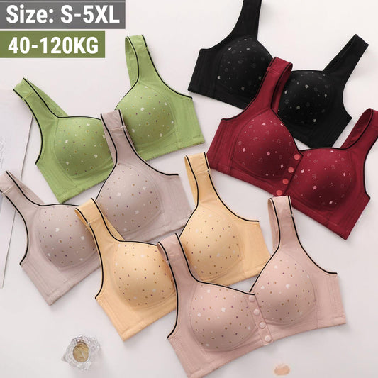 🏆【3 paquetes】【40-120 kg】Sujetador sin aros para mujer, cierre frontal ❤️ Algodón Tencel, natural, antibacteriano y cómodo