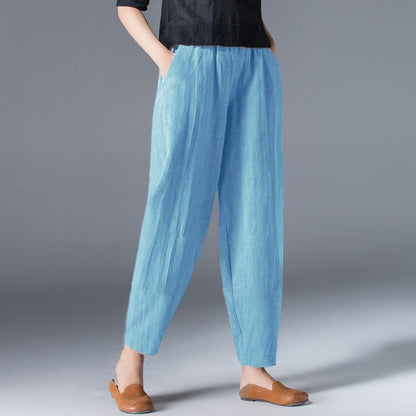 💥🔥【S-5XL】✨💕 Elegante pantalón casual de lino y algodón para mujer, de pierna ancha y cintura elástica