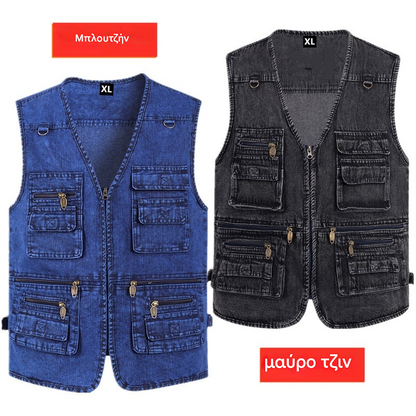 🔥 Νέα συλλογή με 50% έκπτωση, Ανδρικό εξωτερικό τζιν γιλέκο με πολλές τσέπες XL-7XL, ανθεκτικό, αναπνέον και άνετο για αποθήκευση