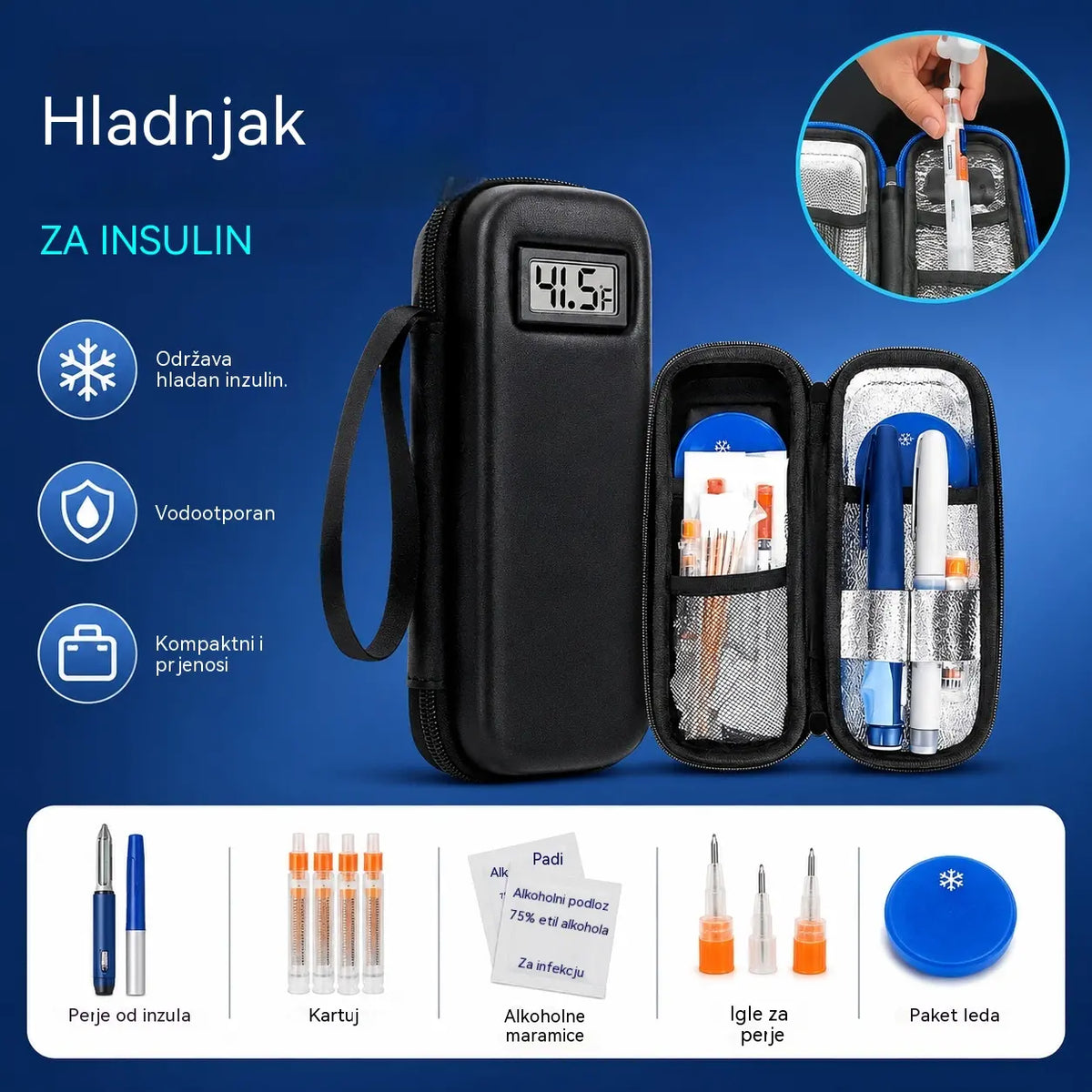 🔥 -50% | Prijenosna hladnjača za inzulin s prikazom temperature – idealna za putovanja
