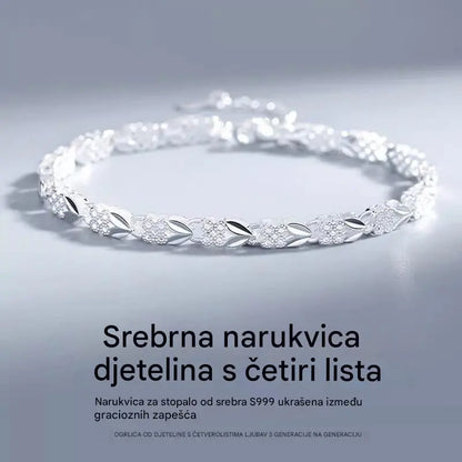 😀👉【Kupite jedan, dobijte jedan gratis】💖🍀Obožavam novu modernu narukvicu od 925 srebra s djetelinom za žene s četiri lista【30% popusta】