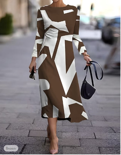 💥【Najprodavanije】🍂👗 Jesensko-zimska haljina s geometrijskim printom, moderna i svestrana, topla i udobna