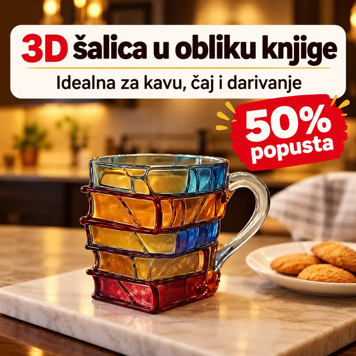 📚 3D šalica u obliku knjige – originalan poklon za ljubitelje knjiga, sada 50% povoljnije!