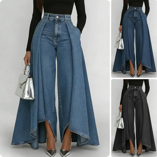 🥇Ženske traperice visokog struka i širokih nogavica, širokog kroja, elegantnog dizajna.