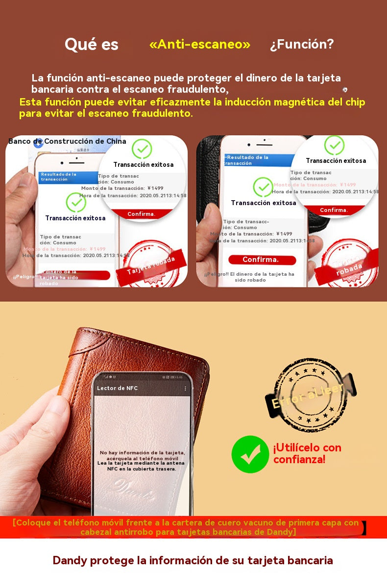 ¡Compra 1 y llévate 1 gratis!👝✨ Nueva cartera antirrobo de cuero genuino para hombre