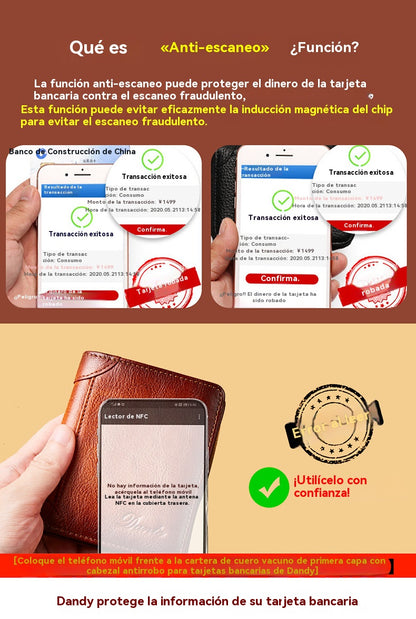 ¡Compra 1 y llévate 1 gratis!👝✨ Nueva cartera antirrobo de cuero genuino para hombre
