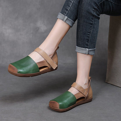 🔥👡【Kupite jedan, drugi dobijete gratis】💃【35-40】😇Ženske sandale s ravnim potplatom, retro kvadratnog vrha, od prvog sloja kože, nova ljetna kolekcija