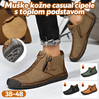 🥾Potpuno ručno izrađene muške Martens čizme od prave kože (38-48), s podstavom od perja i patentnim zatvaračem - tople, udobne i elegantne, prikladne za zimu.