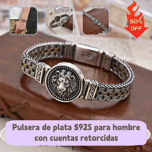 2026Nueva colección estreno✨: Pulsera de cuentas retorcidas de plata S925 para hombre🔥, única y con estilo