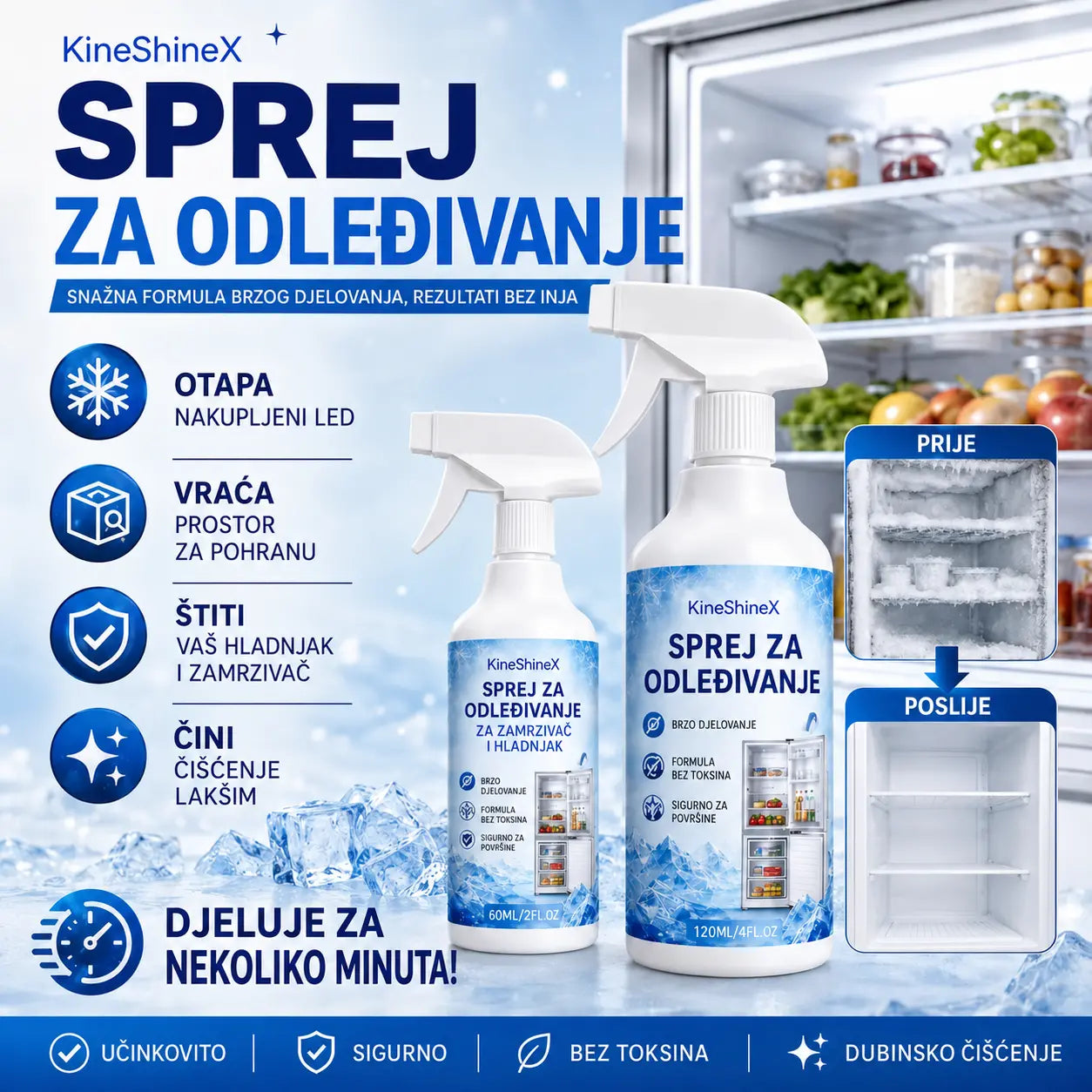 🔥【Kupite 1, dobijte 1 gratis】❄️ Novi sprej za odmrzavanje iz 2026. 🧡 Brzo uklanja led iz zamrzivača