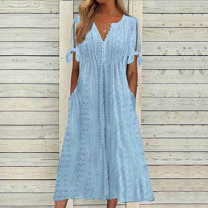[🏆Rebajas de temporada] 👗Vestido de algodón suave en un color liso: cómodo y versátil, perfecto para el uso diario.