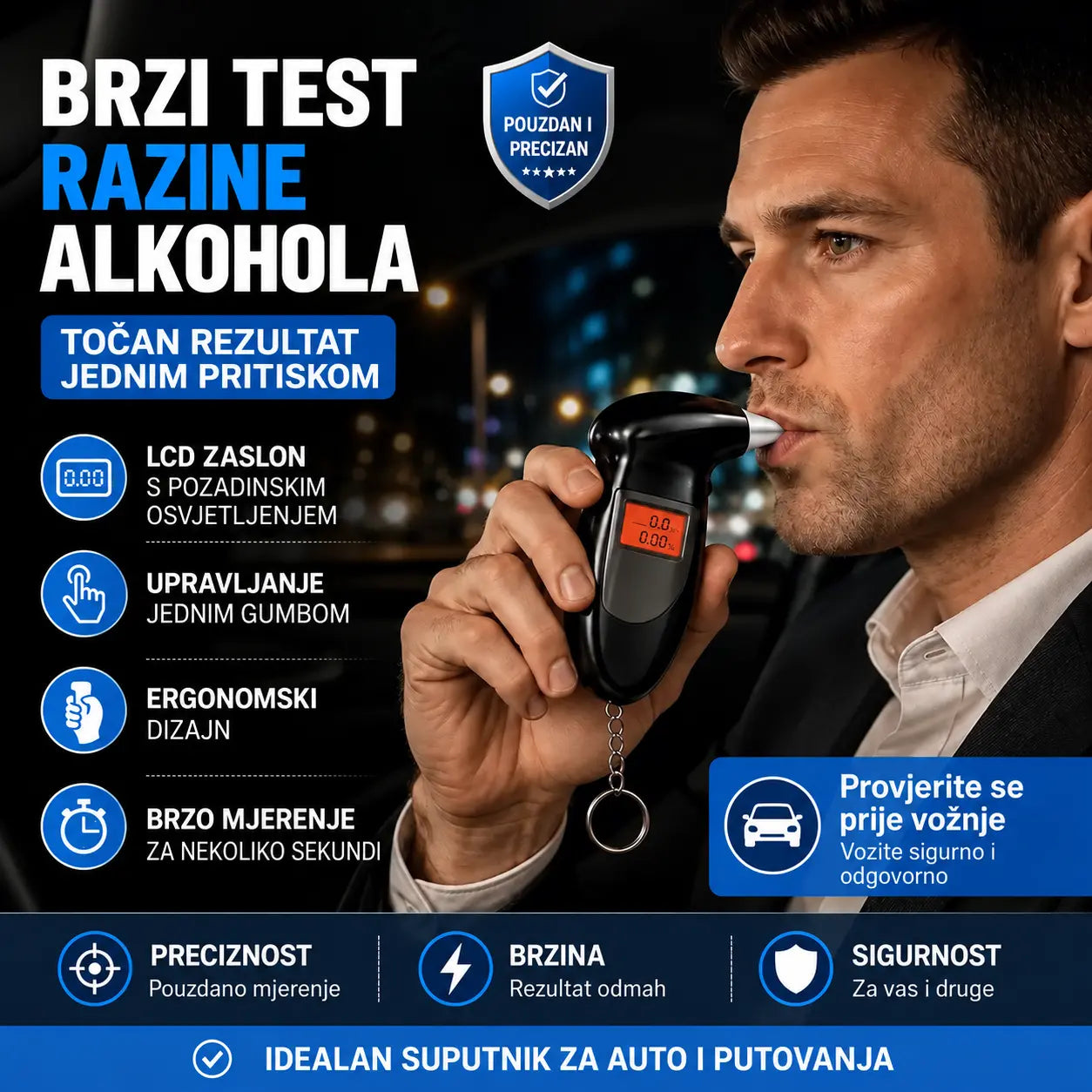 🔥50% popusta🔥 Prijenosni alkotest – 5 nastavaka za puhanje na poklon – besplatna dostava