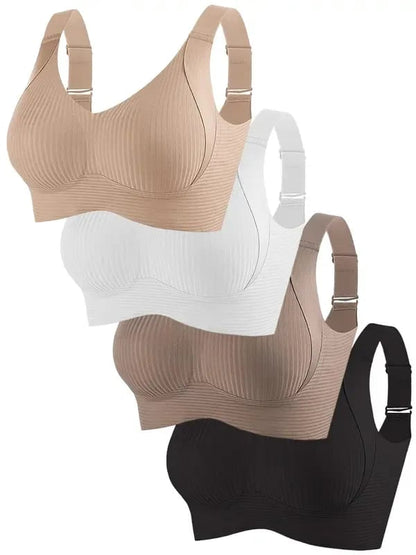 🏆50% de descuento【Paquete de 4】【Para 40-95 kg】Sujetador femenino sin aros y sin costuras❤️Algodón Tencel natural, antibacteriano y cómodo