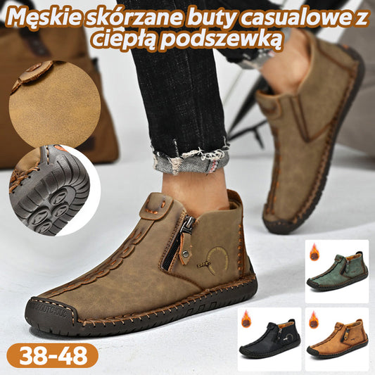 🥾Nové jesenné a zimné pánske kožené topánky (veľ. 38-48) s plyšovou podšívkou a zipsom, teplé, pohodlné a štýlové, vhodné na zimu.