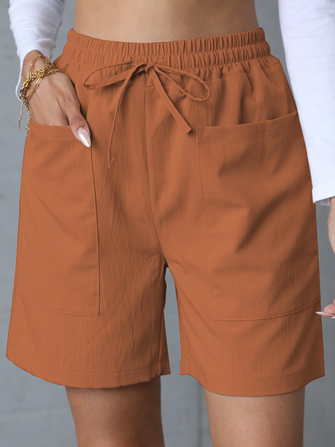 ❤️【45kg-95kg】Nove ljetne jednobojne široke lanene ležerne kratke hlače – veliki brojevi, visoki struk【S-2XL】
