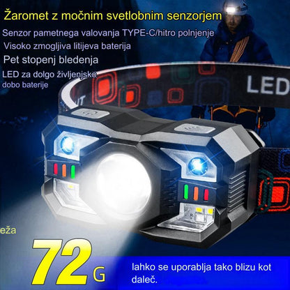 Linterna frontal de inducción inteligente con batería de larga duración para pesca nocturna (3846331) 