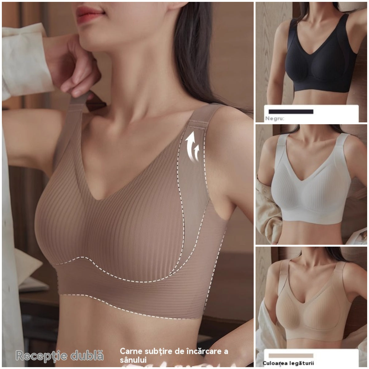 🧊[Paquete de 4] 🍃Sujetador de una pieza sin costuras ni aros para mujer - Transpirable y sin sudor ❤️ [40–95 kg]
