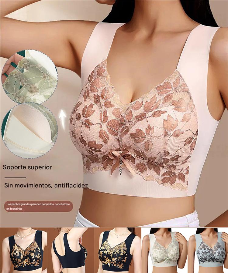 💌🌈【3 piezas】【M-4XL】Sostén de encaje de gran tamaño, sin aros, lujoso, hermoso y sexy en la parte trasera