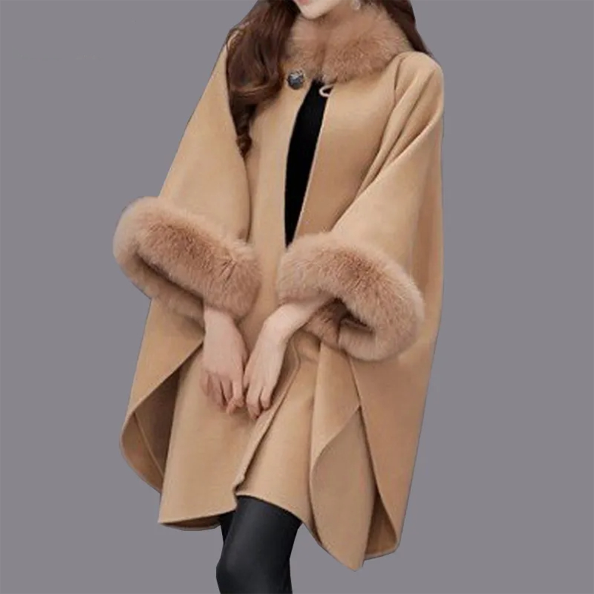 💖Omejena ponudba 45% popusta! 🔥Zimska uspešnica – razkošen plašč s krznom, eleganten in topel