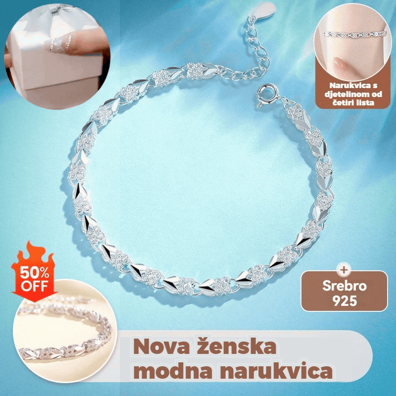 😀👉【Kupite jedan, dobijte jedan gratis】💖🍀Obožavam novu modernu narukvicu od 925 srebra s djetelinom za žene s četiri lista【30% popusta】