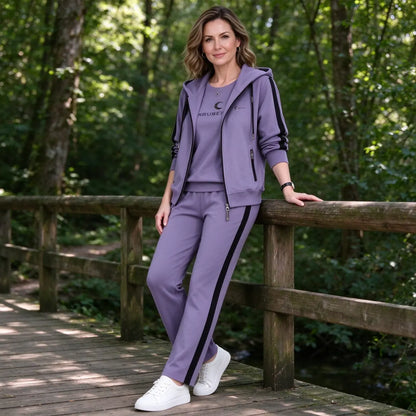🎀💃【M-4XL】Ženski sportski komplet od 3 dijela, kvalitetna jakna s kapuljačom i patentnim zatvaračem, majica kratkih rukava i duge hlače