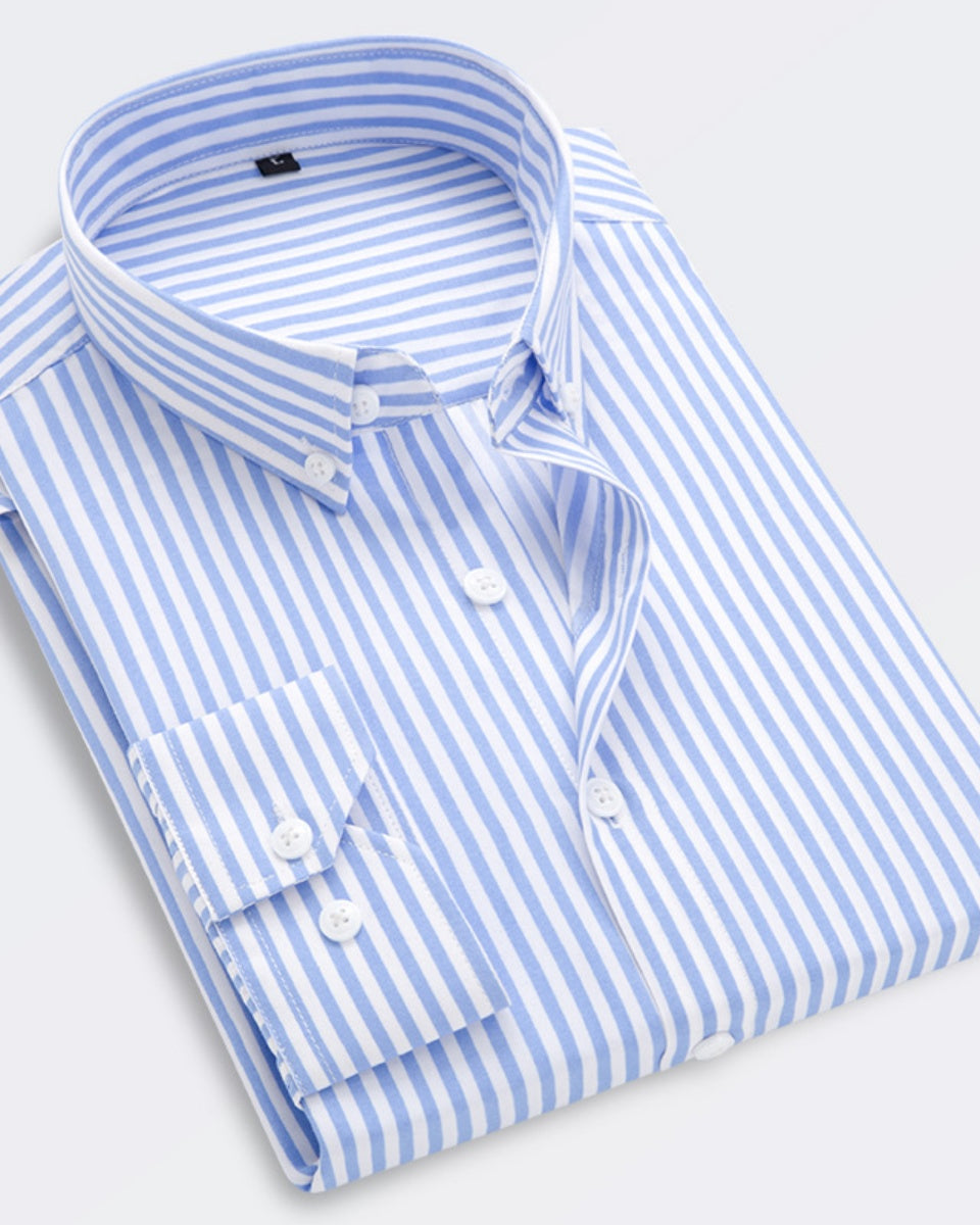 🔥👕【M-5XL】Moška poslovna črtasta srajca z dolgimi rokavi 2025