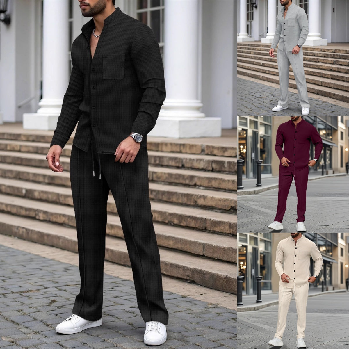 ⏳Ograničena ponuda 50%⏰Muški visokokvalitetni ležerni set od 2 hlača s vafl uzorkom