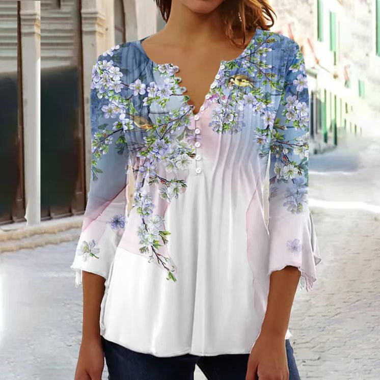 👕🥰【Сезонна отстъпка】[S-5XL] Дамска модерна тениска с V-образно деколте