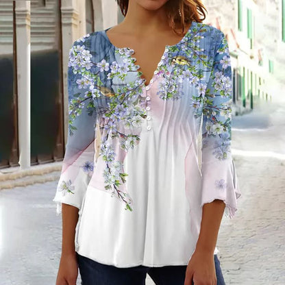 👕🥰【Сезонна отстъпка】[S-5XL] Дамска модерна тениска с V-образно деколте