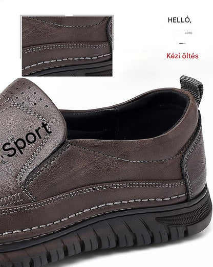 👞Korlátozott akció 50%【39-44】2025-ös férfi sportcipő, valódi bőr, puha talpú, csúszásmentes és légáteresztő