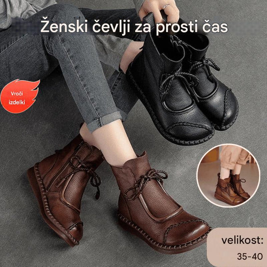 👢🔥【35-40】40 % popusta - 👍 Nove retro mehke usnjene Martin čizme za zgodnjo jesen 2025, zračne in udobne