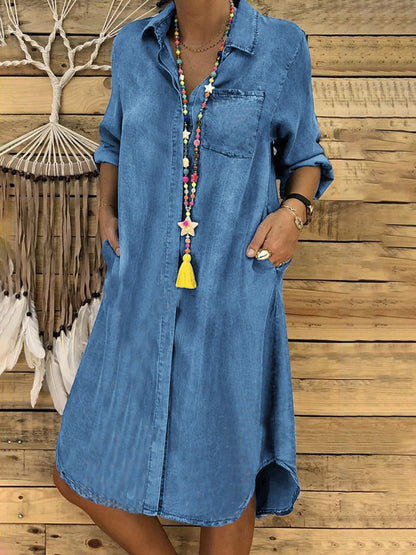👘50% de descuento🔥【40–120 kg】Nuevo vestido vaquero de mujer de tallas grandes 2026, casual y versátil ✅Pago contra entrega