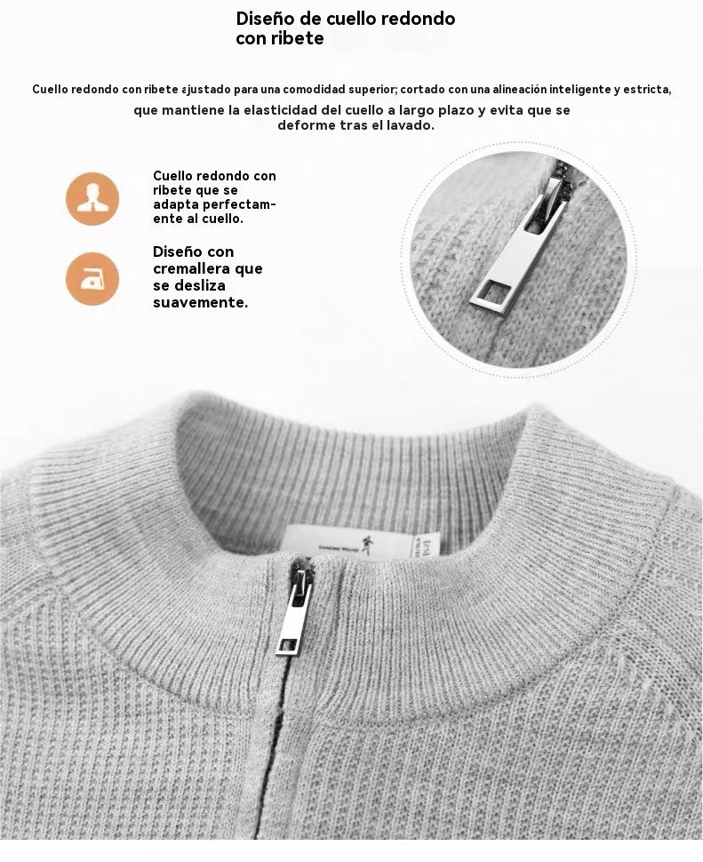 🔥🆕 Lanzamiento superventas con 40% de descuento 🧥✨ Suéter de punto con cremallera para hombre de talla grande, diseño simple y combinable.