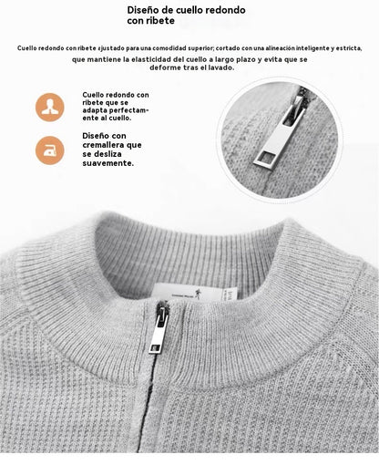 🔥🆕 Lanzamiento superventas con 40% de descuento 🧥✨ Suéter de punto con cremallera para hombre de talla grande, diseño simple y combinable.