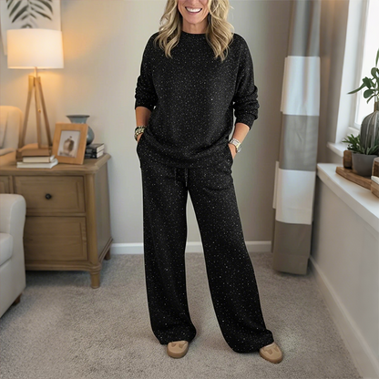 📢📢50% popust!🔥Nova visokokakovostna ženska zimska obleka: preprosta majica z okroglim izrezom + ležerne ravne hlače