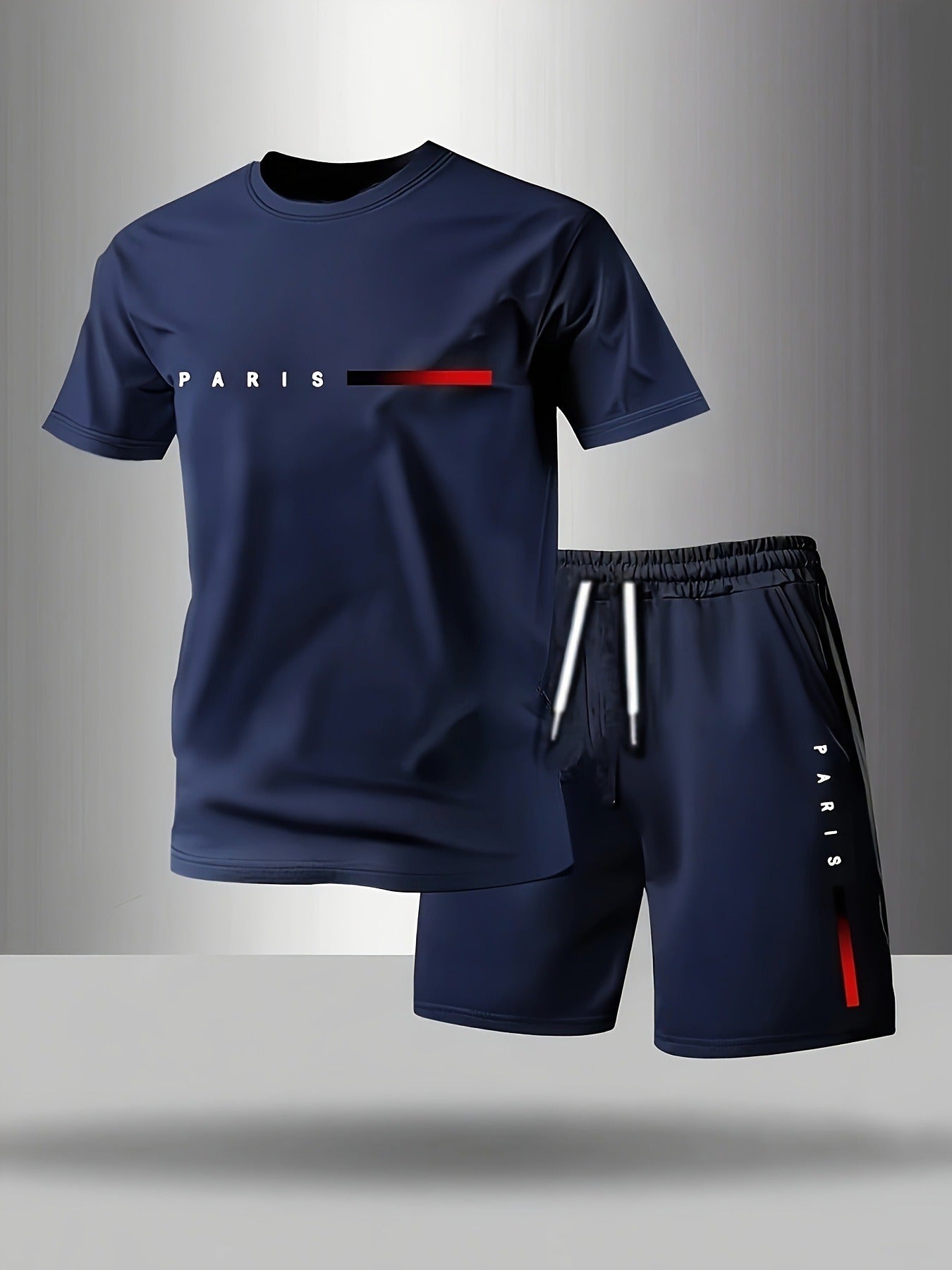 【Pago contra entrega】Conjunto deportivo de verano de 2 piezas para hombre: cómoda camiseta de manga corta y pantalones cortos para el día a día y para estar en casa.