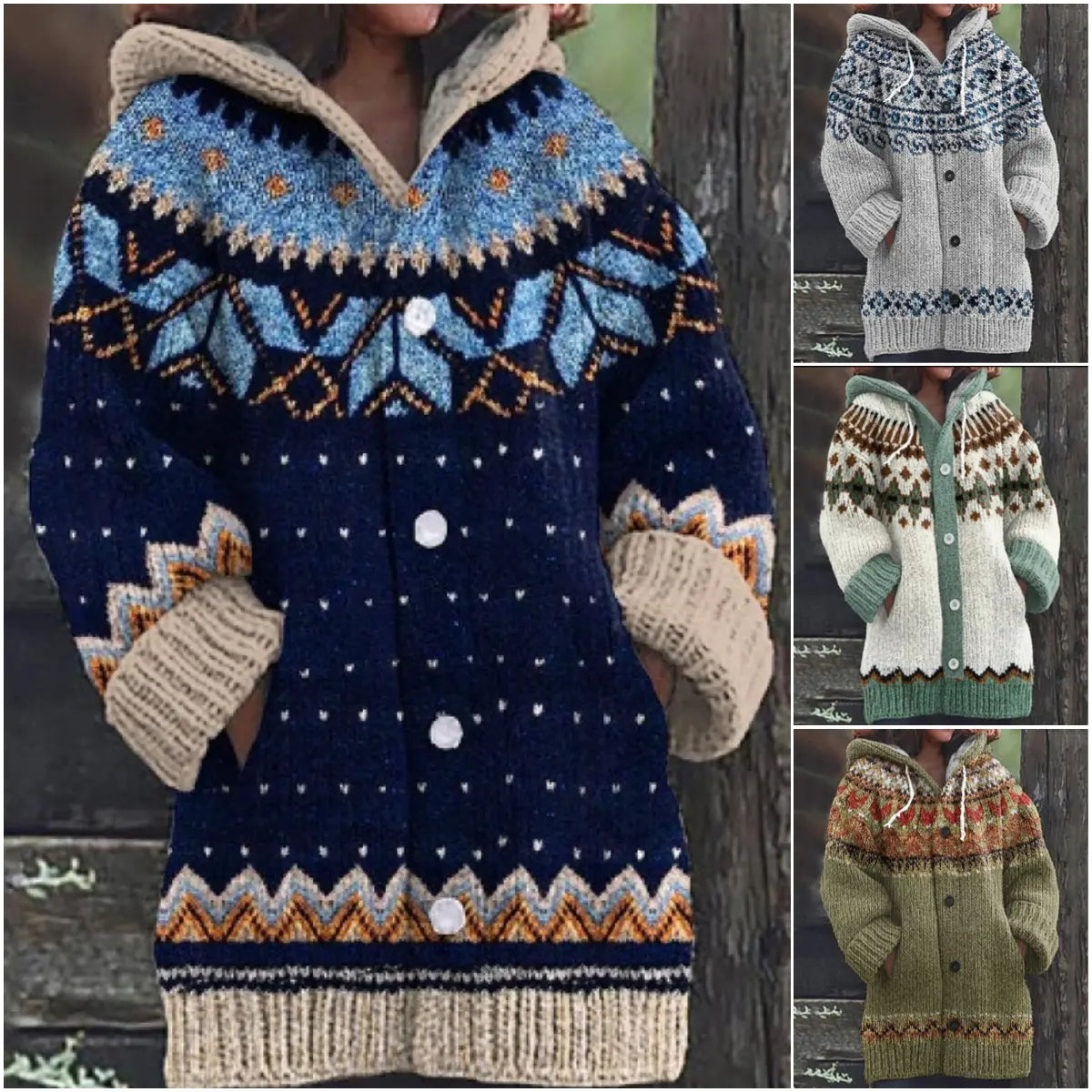 🔥🔥【S~5XL】✨Nova šarena pletena jakna s kapuljačom za jesen/zimu - debela i topla - savršena za jesensko i zimsko nošenje