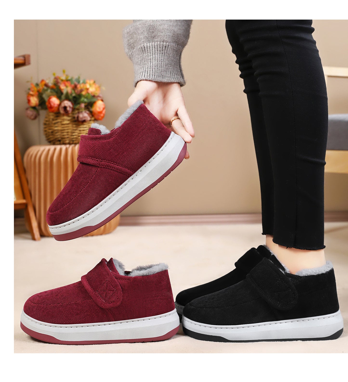 ❤❄ Zimske debele pamučne ženske cipele za starije osobe, tople cipele s flis podstavom za srednju i stariju dob, prikladne za nošenje na otvorenom