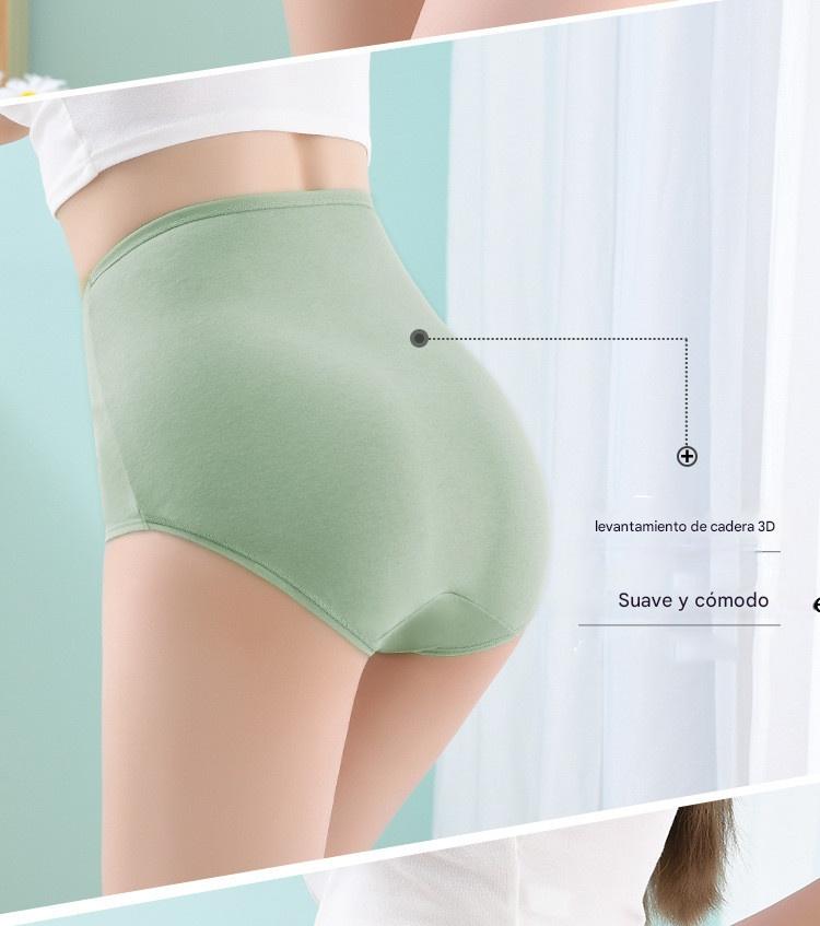 💖Último día: 50 % de descuento - 【Compra 3 y llévate 3 gratis】 Braguitas de algodón puro con cintura alta y realce de cadera, tallas grandes [40-100 kg]