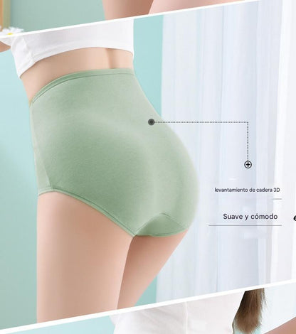 💖Último día: 50 % de descuento - 【Compra 3 y llévate 3 gratis】 Braguitas de algodón puro con cintura alta y realce de cadera, tallas grandes [40-100 kg]